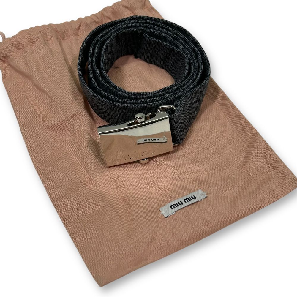 Miu Miu Black Belt with Silver Buckle